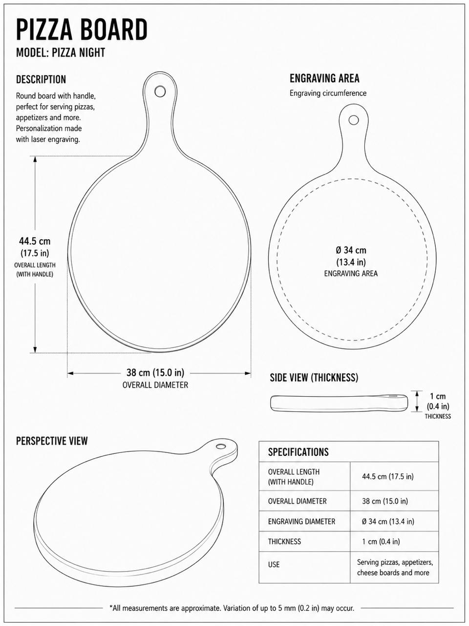 Pizza Board Engraving Files – 6 Languages